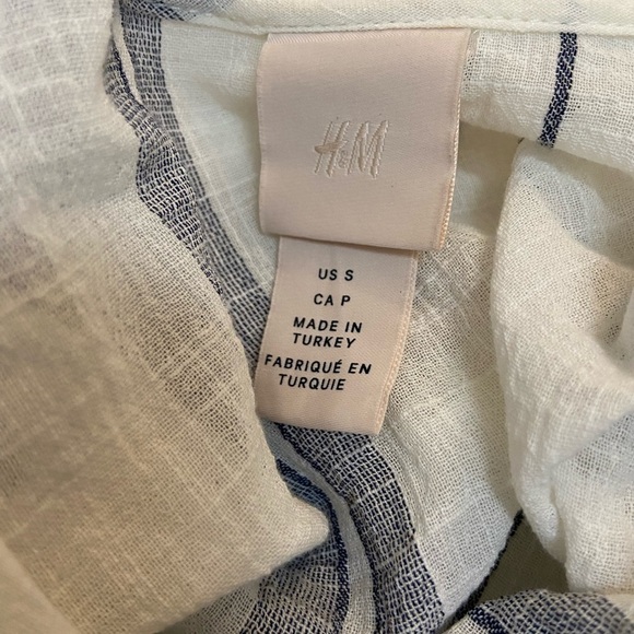 H&M • Women’s White/Blue Striped Beach Boho Mini Ruffle Dress Size Small - Picture 5 of 6